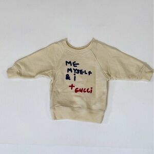 Gucci Cream Kids Sweater with Blue and Red Text